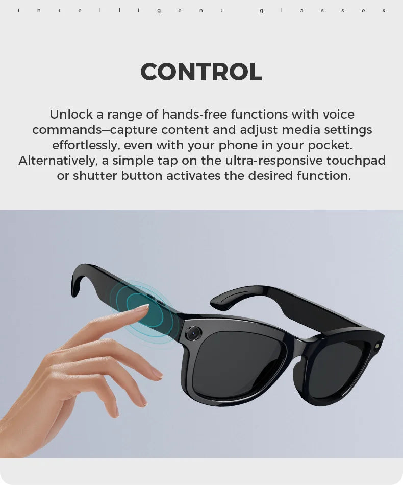 AI glasses with 5-megapixel camera, voice assistant, and translation