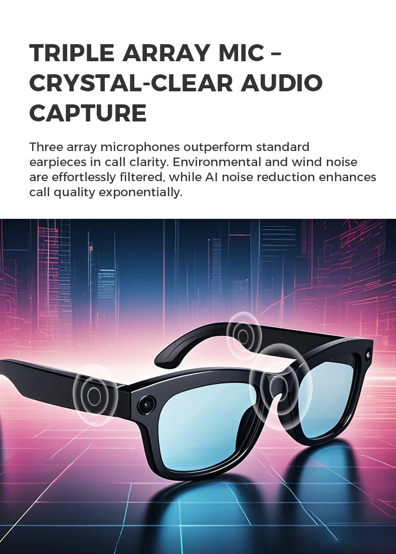 AI glasses with 5-megapixel camera, voice assistant, and translation